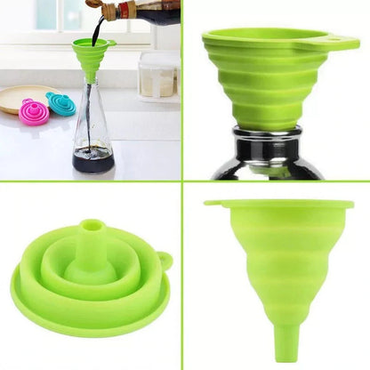 Flexible Silicone Foldable Kitchen Funnel Kitchen Funnels for Bottle Liquid Transfer