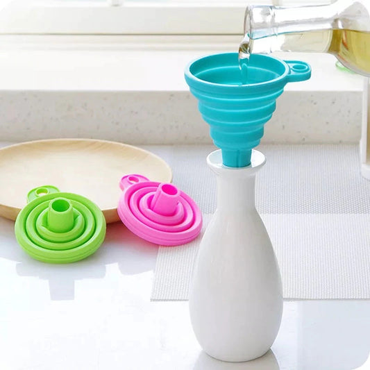 Flexible Silicone Foldable Kitchen Funnel Kitchen Funnels for Bottle Liquid Transfer